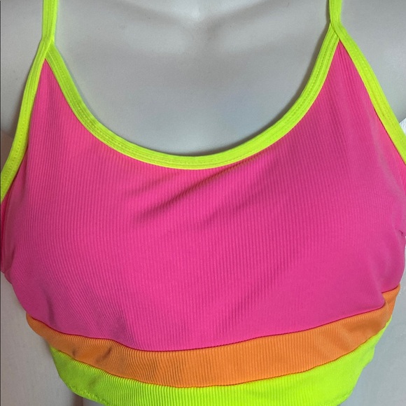 Neon Colorblock High-Waist Bikini Set - Pink & Orange - Picture 4 of 10